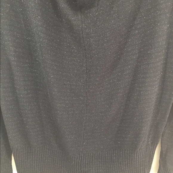 DKNY Women Cowl Neck Sweater Metallic Black Silver Large Long Sleeve - Picture 7 of 11